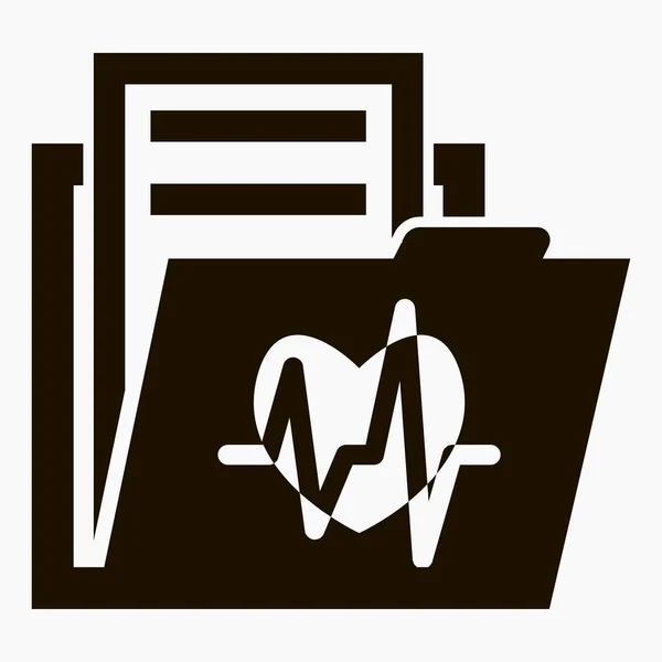 Folder Heart Icon Cardiogram Archive Heart Outpatient Patient Book Accounting — стоковый вектор