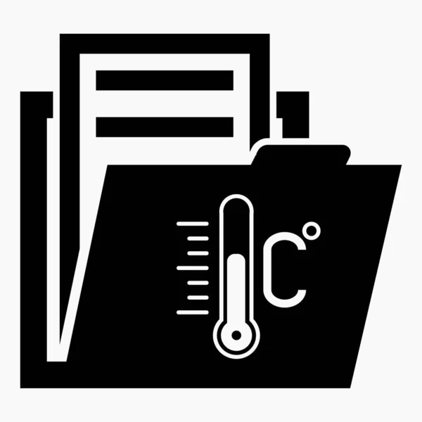Ordner Und Thermometer Symbol Wetterstation Technische Dokumentation Zur Temperatur Archiv — Stockvektor