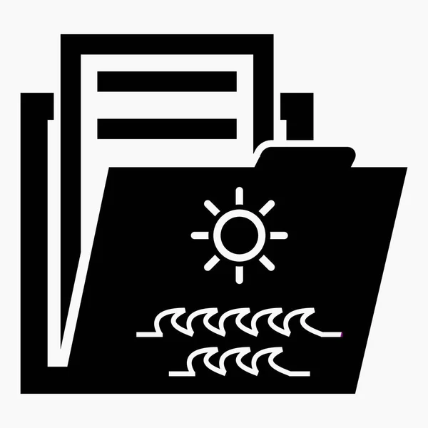 Folder Sun Icon Sea Accounting Tourism Business Vacation Packages Description — Archivo Imágenes Vectoriales