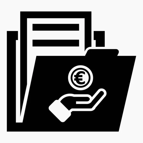 Pasta Ícone Euro Ilustração Depósito Bancário Contrato Documentos Financeiros Concessão — Vetor de Stock