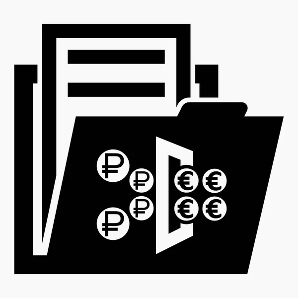 Icon Folder Exchange Rubles Euros Exchange Rates Exchange Rate Archive — Stock Vector