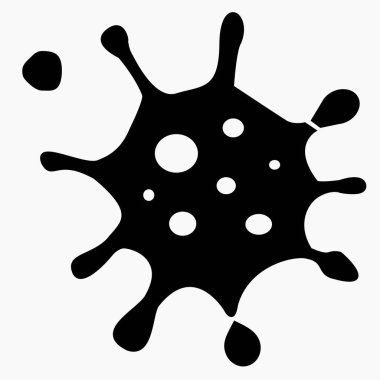 Coronavirus ikonu. SARS-CoV-2 enfeksiyonu. Salgın COVID 19. Bakteri tasviri. Gribin nedensel etkeni. Vektör simgesi