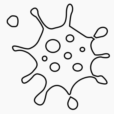 Coronavirus ikonu. SARS-CoV-2 enfeksiyonu. Salgın COVID 19. Bakteri tasviri. Gribin nedensel etkeni. Vektör simgesi