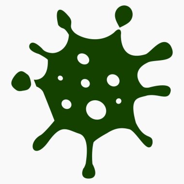 Coronavirus ikonu. SARS-CoV-2 enfeksiyonu. Salgın COVID 19. Bakteri tasviri. Gribin nedensel etkeni. Vektör simgesi