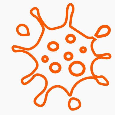 Coronavirus ikonu. SARS-CoV-2 enfeksiyonu. Salgın COVID 19. Bakteri tasviri. Gribin nedensel etkeni. Vektör simgesi