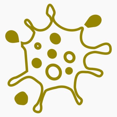 Coronavirus ikonu. SARS-CoV-2 enfeksiyonu. Salgın COVID 19. Bakteri tasviri. Gribin nedensel etkeni. Vektör simgesi