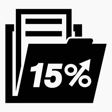 Hisse fiyatlarında% 15 artış. Menkul kıymetlerin değerini arttır. Şirket tahvillerinin yükselişi. Gelir artışı. Vektör simgesi.