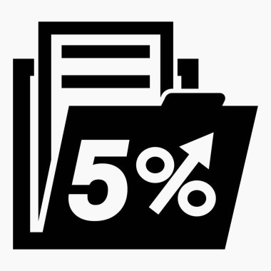 Hisse fiyatlarında% 5 artış. Menkul kıymetlerin değerini arttır. Şirket tahvillerinin yükselişi. Gelir artışı. Vektör simgesi.