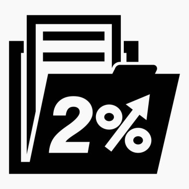 Hisse fiyatlarında% 2 artış. Menkul kıymetlerin değerini arttır. Şirket tahvillerinin yükselişi. Gelir artışı. Vektör simgesi.