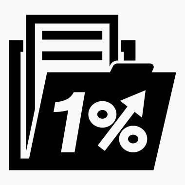 Hisse fiyatlarında% 1 artış. Menkul kıymetlerin değerini arttır. Şirket tahvillerinin yükselişi. Gelir artışı. Vektör simgesi.