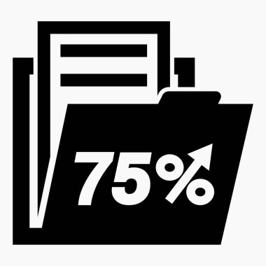 Hisse fiyatlarında% 75 artış. Menkul kıymetlerin değerini arttır. Şirket tahvillerinin yükselişi. Gelir artışı. Vektör simgesi.
