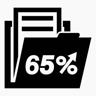 Hisse fiyatlarında% 65 artış. Menkul kıymetlerin değerini arttır. Şirket tahvillerinin yükselişi. Gelir artışı. Vektör simgesi.