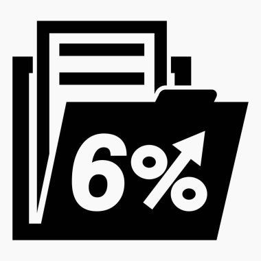 Hisse fiyatlarında% 6 artış. Menkul kıymetlerin değerini arttır. Şirket tahvillerinin yükselişi. Gelir artışı. Vektör simgesi.