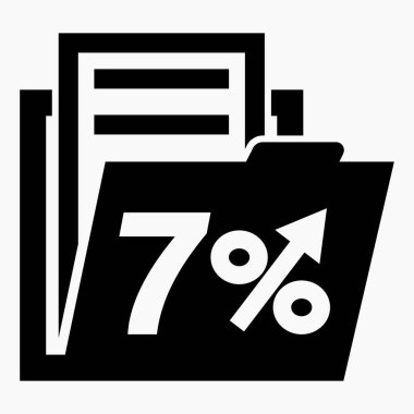 Hisse fiyatlarında% 7 artış. Menkul kıymetlerin değerini arttır. Şirket tahvillerinin yükselişi. Gelir artışı. Vektör simgesi.