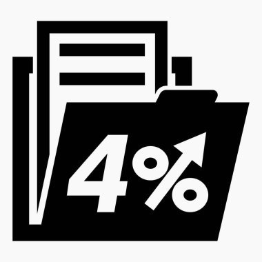 Hisse fiyatlarında% 4 artış. Menkul kıymetlerin değerini arttır. Şirket tahvillerinin yükselişi. Gelir artışı. Vektör simgesi.