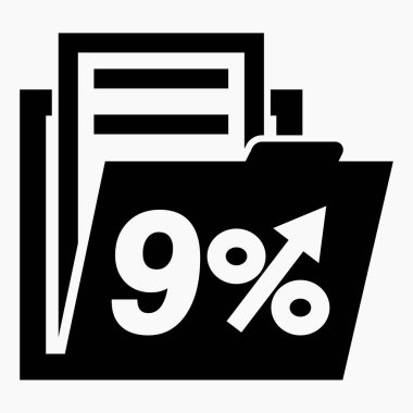 Hisse fiyatlarında% 9 artış. Menkul kıymetlerin değerini arttır. Şirket tahvillerinin yükselişi. Gelir artışı. Vektör simgesi.