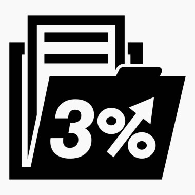 Hisse fiyatlarında% 3 artış. Menkul kıymetlerin değerini arttır. Şirket tahvillerinin yükselişi. Gelir artışı. Vektör simgesi.