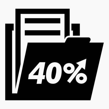 Hisse fiyatlarında% 40 artış. Menkul kıymetlerin değerini arttır. Şirket tahvillerinin yükselişi. Gelir artışı. Vektör simgesi.