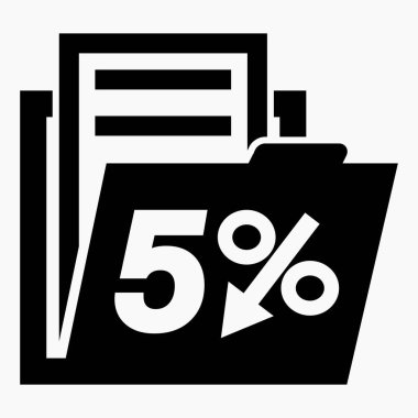 Menkul kıymetlerde% 5 azalma. Hisse fiyatlarında düşüş. Şirket tahvillerinin düşüşü. Gelir azalıyor. Sigorta indirimi. Vektör simgesi.