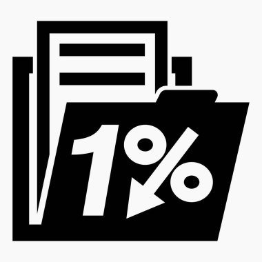 Menkul kıymetlerde% 1 düşüş. Hisse fiyatlarında düşüş. Şirket tahvillerinin düşüşü. Gelir azalıyor. Sigorta indirimi. Vektör simgesi.