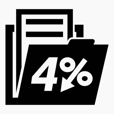 Menkul kıymetlerde% 4 azalma. Hisse fiyatlarında düşüş. Şirket tahvillerinin düşüşü. Gelir azalıyor. Sigorta indirimi. Vektör simgesi.