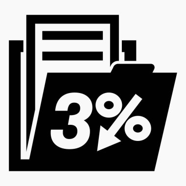Menkul kıymetlerde% 3 'lük bir düşüş. Hisse fiyatlarında düşüş. Şirket tahvillerinin düşüşü. Gelir azalıyor. Sigorta indirimi. Vektör simgesi.