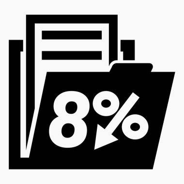 Menkul kıymetlerde% 8 azalma. Hisse fiyatlarında düşüş. Şirket tahvillerinin düşüşü. Gelir azalıyor. Sigorta indirimi. Vektör simgesi.