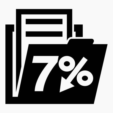 Menkul kıymetlerde% 7 azalma. Hisse fiyatlarında düşüş. Şirket tahvillerinin düşüşü. Gelir azalıyor. Sigorta indirimi. Vektör simgesi.