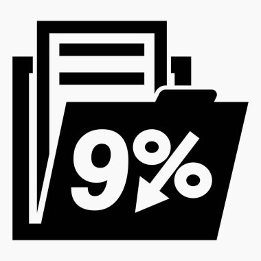 Menkul kıymetlerde% 9 azalma. Hisse fiyatlarında düşüş. Şirket tahvillerinin düşüşü. Gelir azalıyor. Sigorta indirimi. Vektör simgesi.