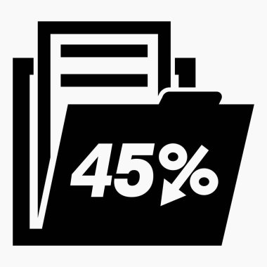 Menkul kıymetlerde% 45 düşüş. Hisse fiyatlarında düşüş. Şirket tahvillerinin düşüşü. Gelir azalıyor. Sigorta indirimi. Vektör simgesi.