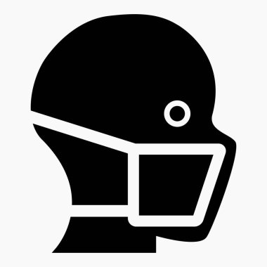 Yüz maskesi simgesi. Tıbbi maske. Doktorun korunması. Solunum cihazı. Koruyucu ekipman. Kamu Koruma Posteri. Vektör simgesi.