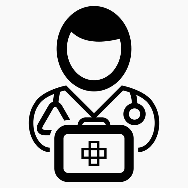 Icono Médico Trabajador Médico Ilustración Del Personal Médico Enfermera Dibujando — Vector de stock