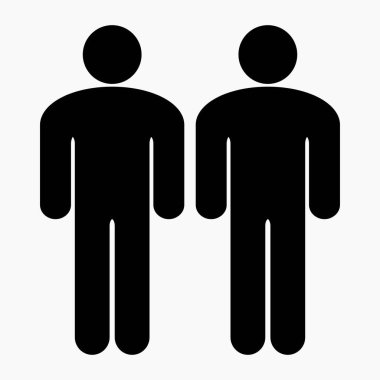 İnsan grubu simgesi. İki kişi. İşçilerin toplantısı. Konferans. Kalabalık. Vektör simgesi.