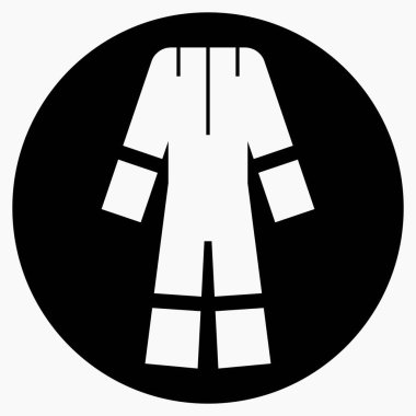 Koruyucu giysi. Coronavirus koruması. Tıbbi kıyafet. İş kıyafetleri. Koruyucu ekipman. Vektör simgesi.