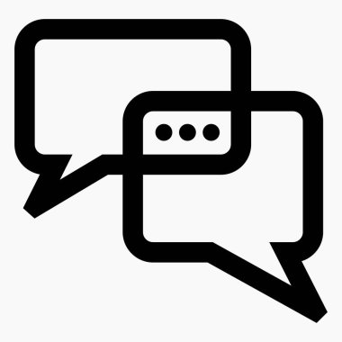 Yeni sohbet simgesi. İnsanlar arasındaki yazışmalar. Sosyal ağlarda iletişim. İzole edilmiş vektör işareti gösterimi.