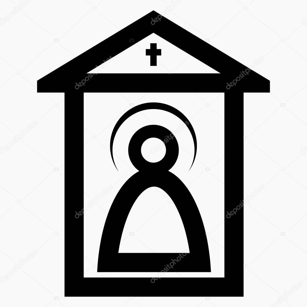 Church Icon. Illustration of church items. Iconostasis. Shrine. Tabernacle. Vector icon.