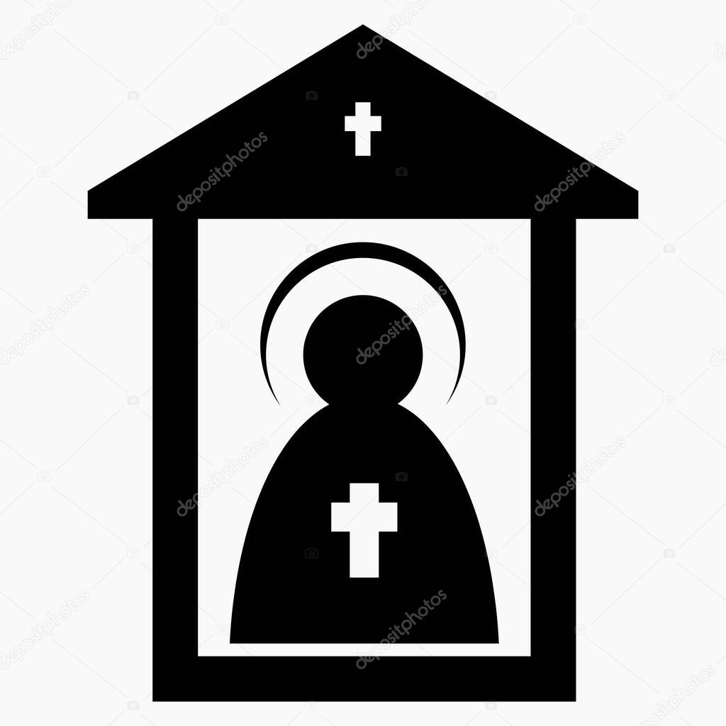 Church Icon. Illustration of church items. Iconostasis. Shrine. Tabernacle. Vector icon.
