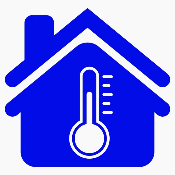 Haus Und Thermometer Illustration Der Temperatur Haus Wetterstation Temperaturfühler Vektorsymbol — Stockvektor