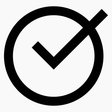 Tamam vektör simgesi. Düz eko sembolü. İşaret simgesi tasarımını kontrol et. Doğrulandı. Seçim senin. Bildiriyorum. Tasarım için vektör konsepti çizimi.