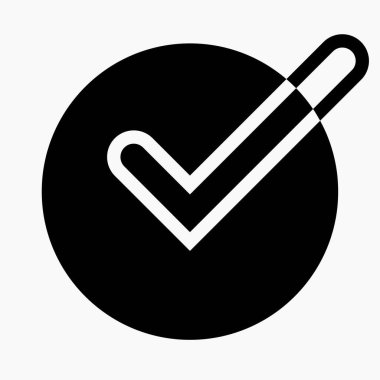 Tamam vektör simgesi. Düz eko sembolü. İşaret simgesi tasarımını kontrol et. Doğrulandı. Seçim senin. Bildiriyorum. Tasarım için vektör konsepti çizimi.