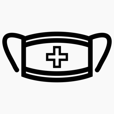Tıbbi maske. Coronavirus koruyucu özelliği. Virüs koruma ekipmanları. Vektör simgesi.