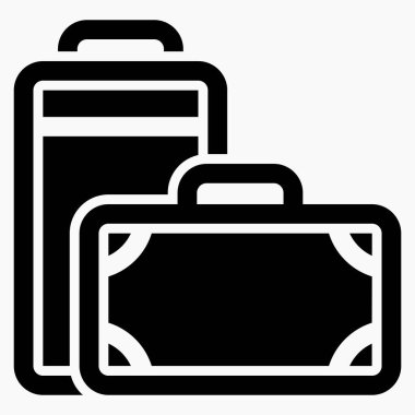 Bagaj. Mülk. Bir çanta. Çanta. Seyahat, turizm tasviri. Kargo. Kişisel şeyler. Vektör simgesi.