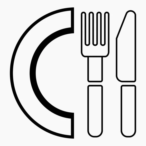 Des Couverts Une Cuillère Une Fourchette Assiette Illustration Café Menu — Image vectorielle