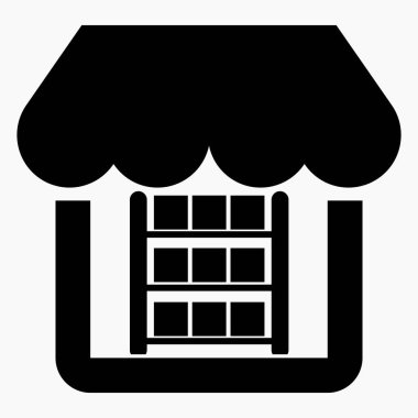 Mağaza ve depo binası. Depo tesisleri. Vektör simgesi. Web siteleri ve mobil minimal düz tasarım için ticari satır vektör simgesi.