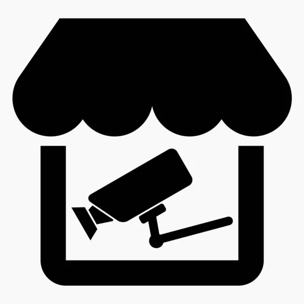 Κατάστημα Κτίριο Και Βιντεοκάμερα Βίντεο Παρακολούθησης Ένα Σούπερ Μάρκετ Βίντεο — Διανυσματικό Αρχείο