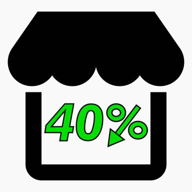 % 40 indirimli siyah mal al. Mağaza inşaatı ve yüzde indirimi. Fiyat düştü. Süpermarkette indirim var. Vektör simgesi
