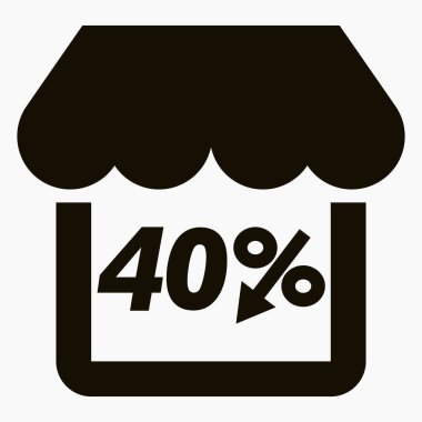 % 40 indirimli siyah mal al. Mağaza inşaatı ve yüzde indirimi. Fiyat düştü. Süpermarkette indirim var. Vektör simgesi