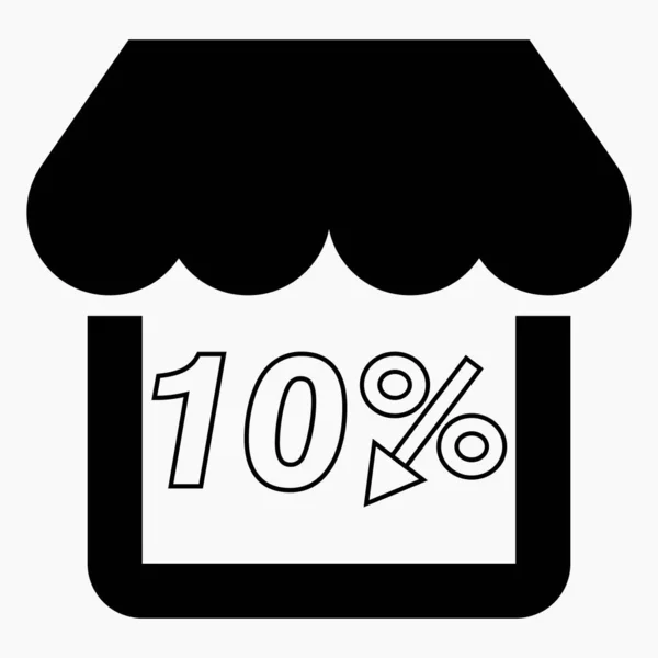 Supermarkt Korting Store Gebouw Percentage Korting Prijsdaling Verkoop Supermarkt Vectorpictogram — Stockvector