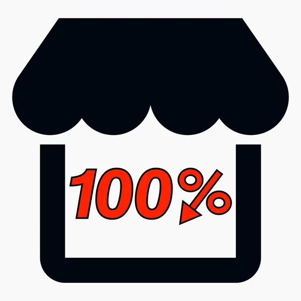 Shop 100 Discount Black Store Building Percentage Discount Price Drop — Stock Vector