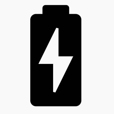 Şarjlı siyah pil sembolü. Vektör simgesi.